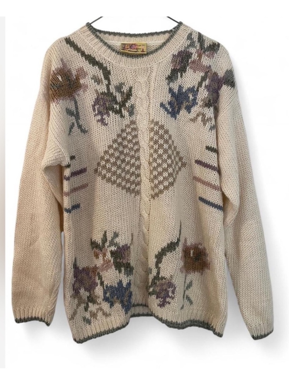 Vintage Atelier First Officer Cream small (fits medium) floral knit sweater